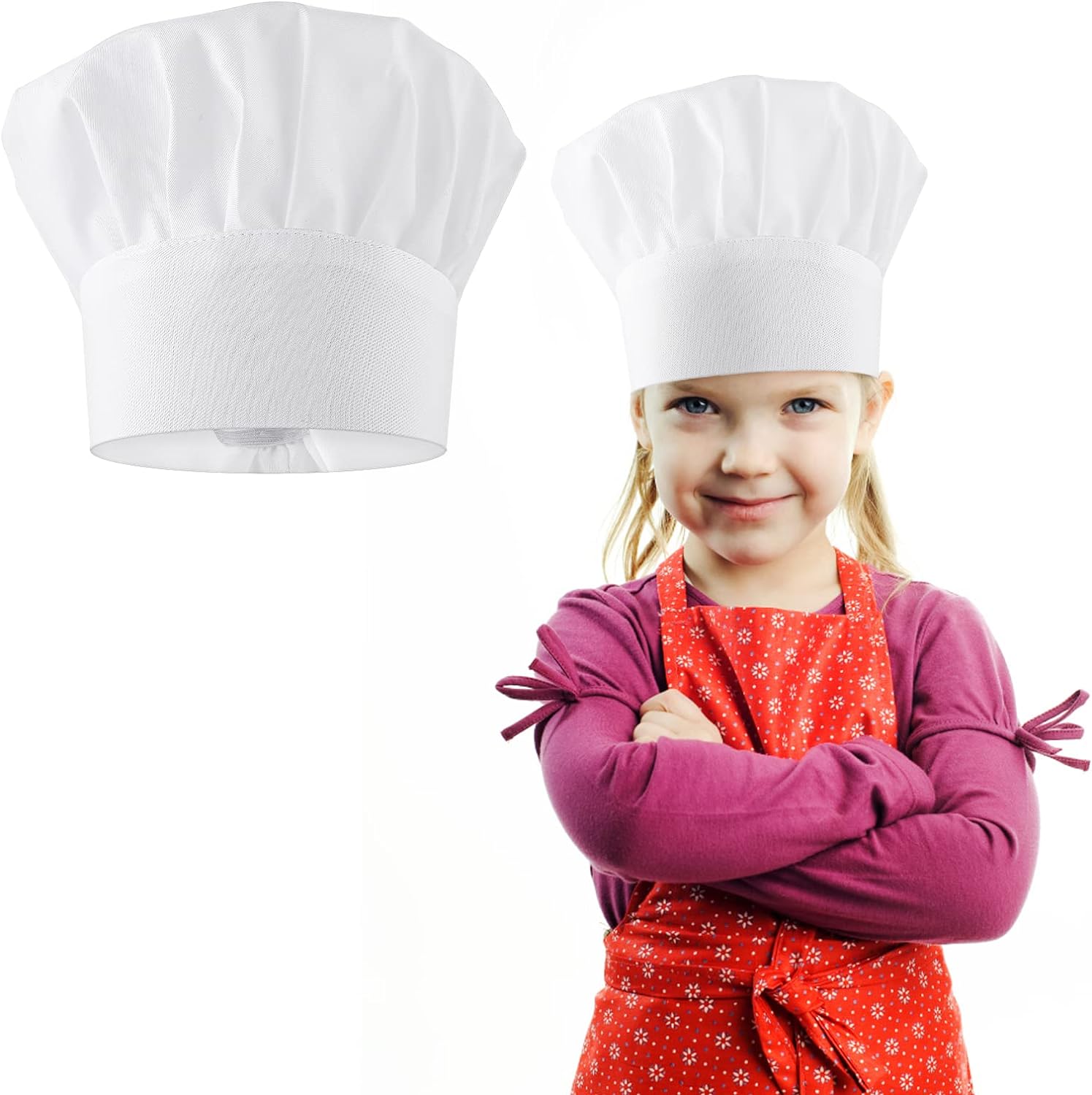 Lusofie Chef Hats Adjustable Elastic Kids Chef Hat White Baby Chef Hat Kitchen C...