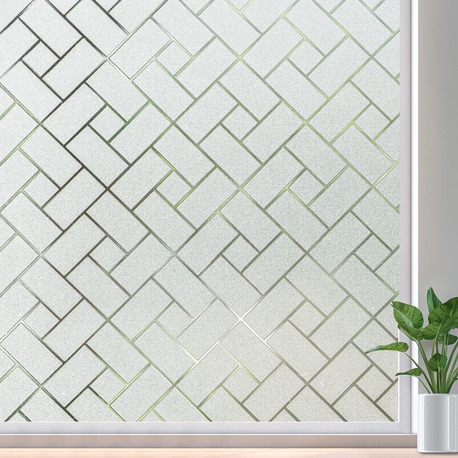 Coavas Window Privacy Film for Frosted Windows: Modern Brick Patterned, Anti UV...