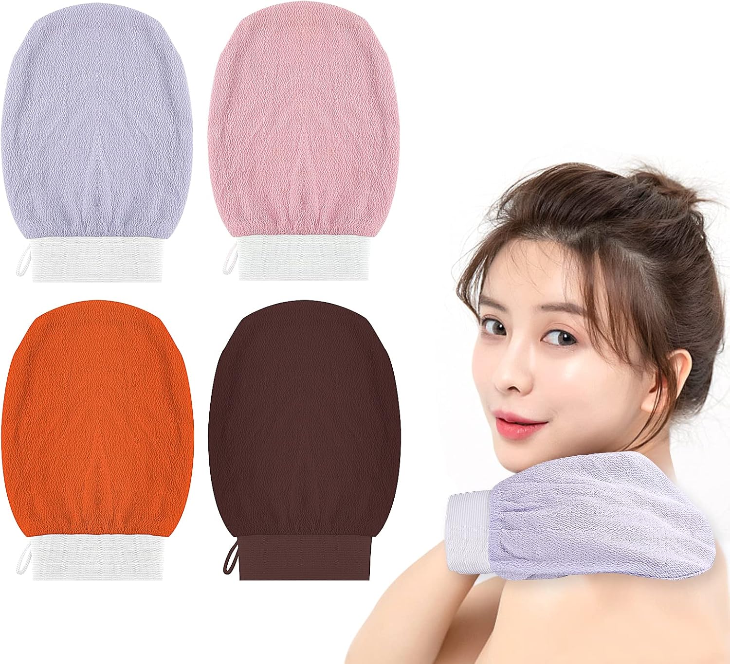 4Pcs Exfoliating Gloves Body Scrub Gloves,Shower Scrubber Gloves,Body Exfoliator...