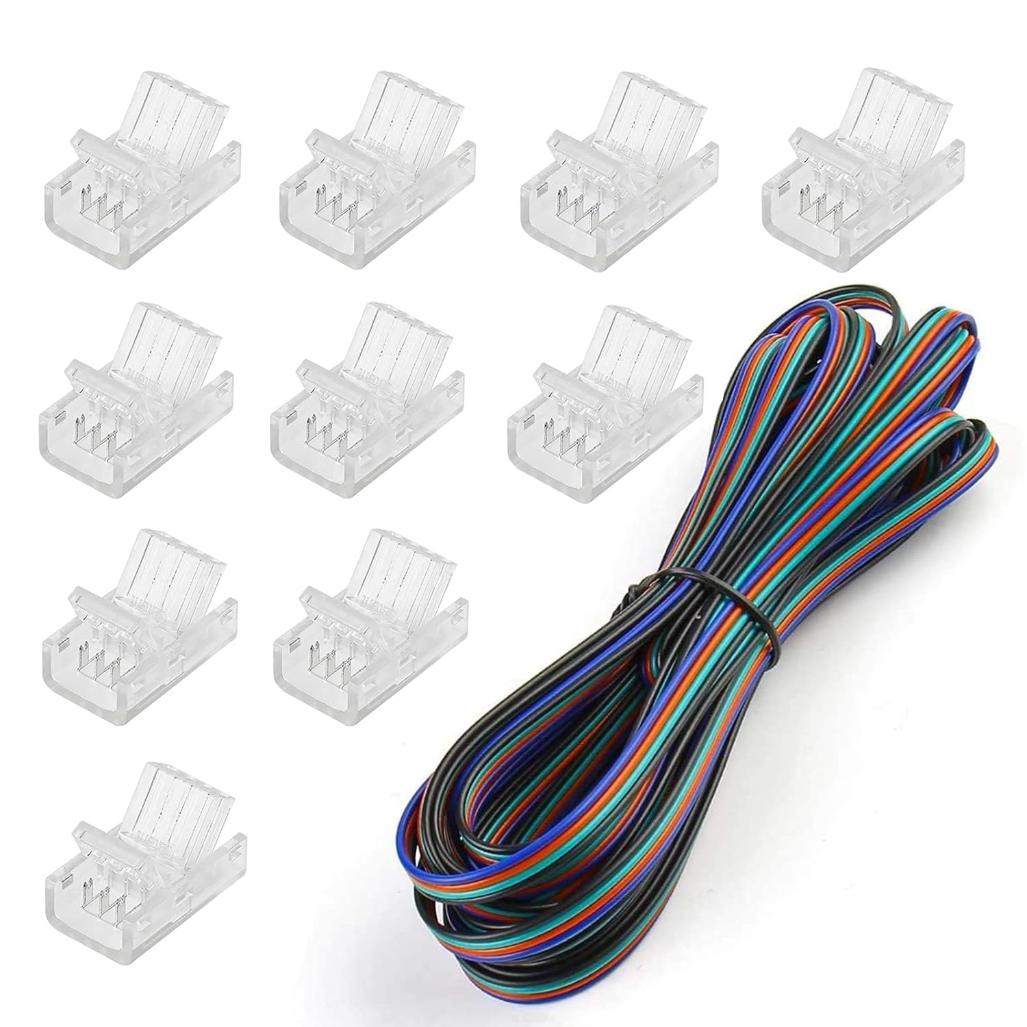SUPERNIGHT 10 Pack 4 Pin LED Connector for 10mm Waterproof and Non-Waterproof RG...