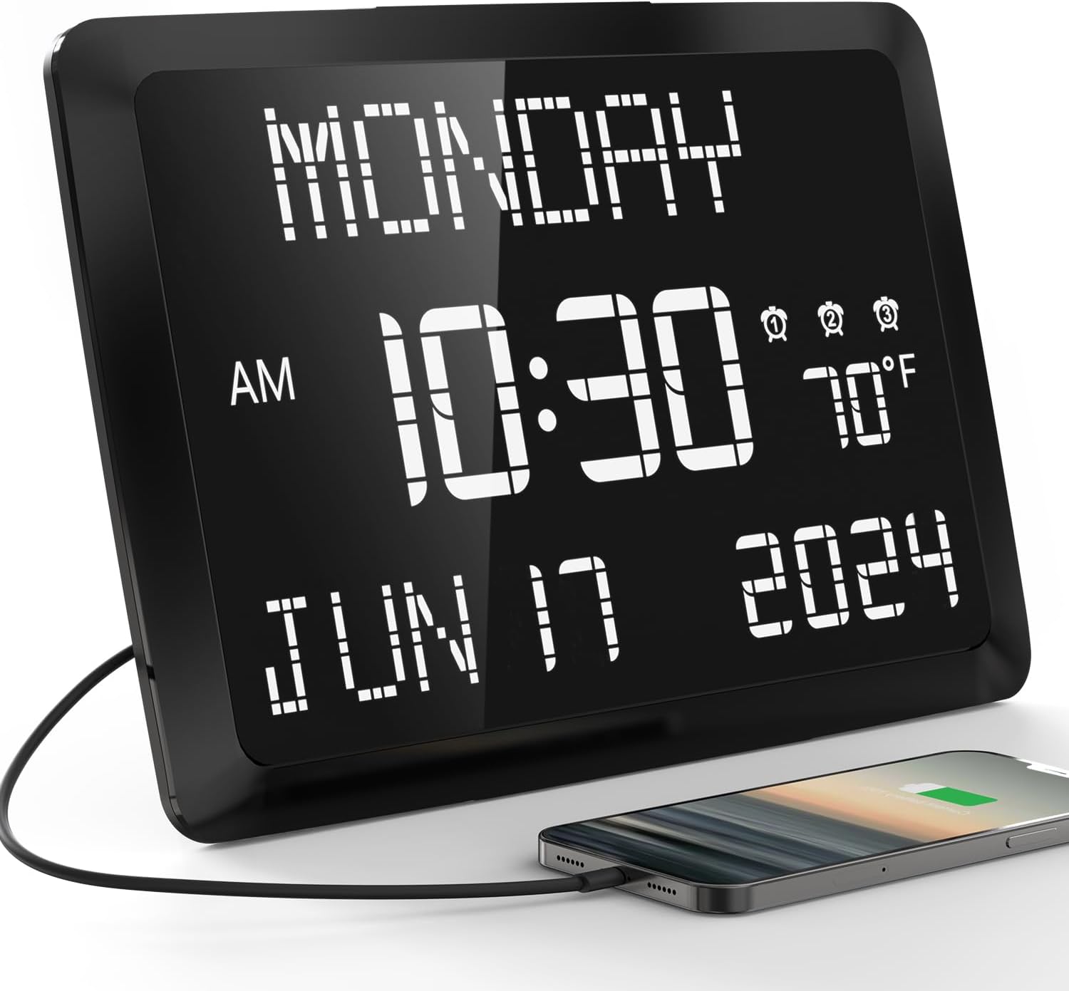 Mesqool Digital Calendar Day Clock, 11.5” Extra Large Dementia Clock with Clear...