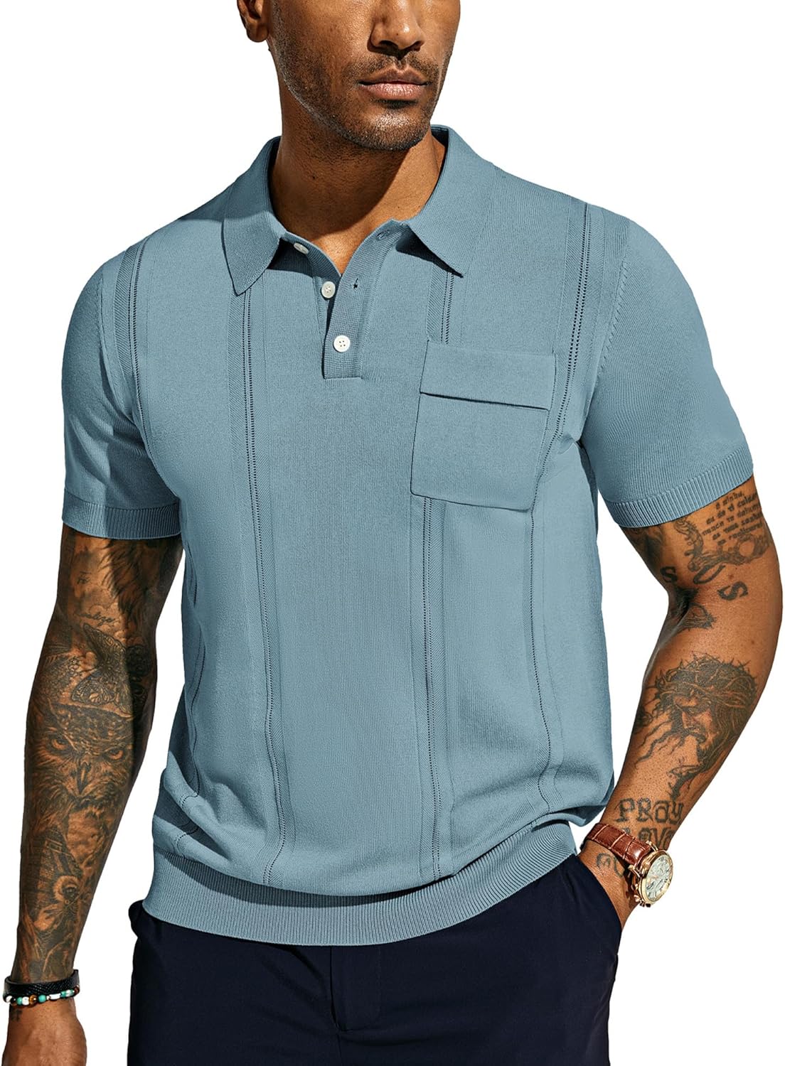 PJ PAUL JONES Mens Polo Shirts Short Sleeve Knitted Polo T Shirts Vintage Polo S...