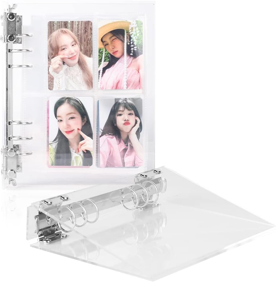 Baskiss Kpop Photocard Binder Cover, Ultra Clear Acrylic Card Holder with Snap B...