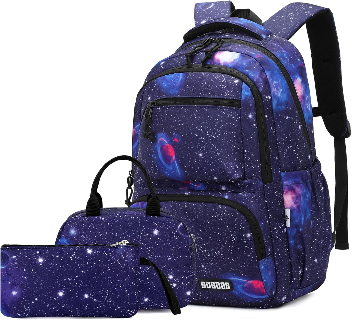 3Pcs Galaxy Boys Backpacks for School Elementary, Backpack Set with Insulated Lu...