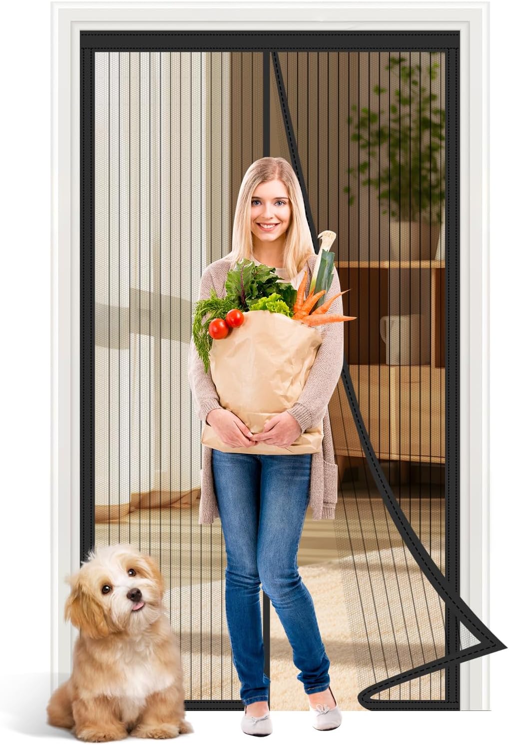 Fageny Magnetic Door Screen, Heavy Duty Fly Door Screen Mesh Curtain with Powerf...