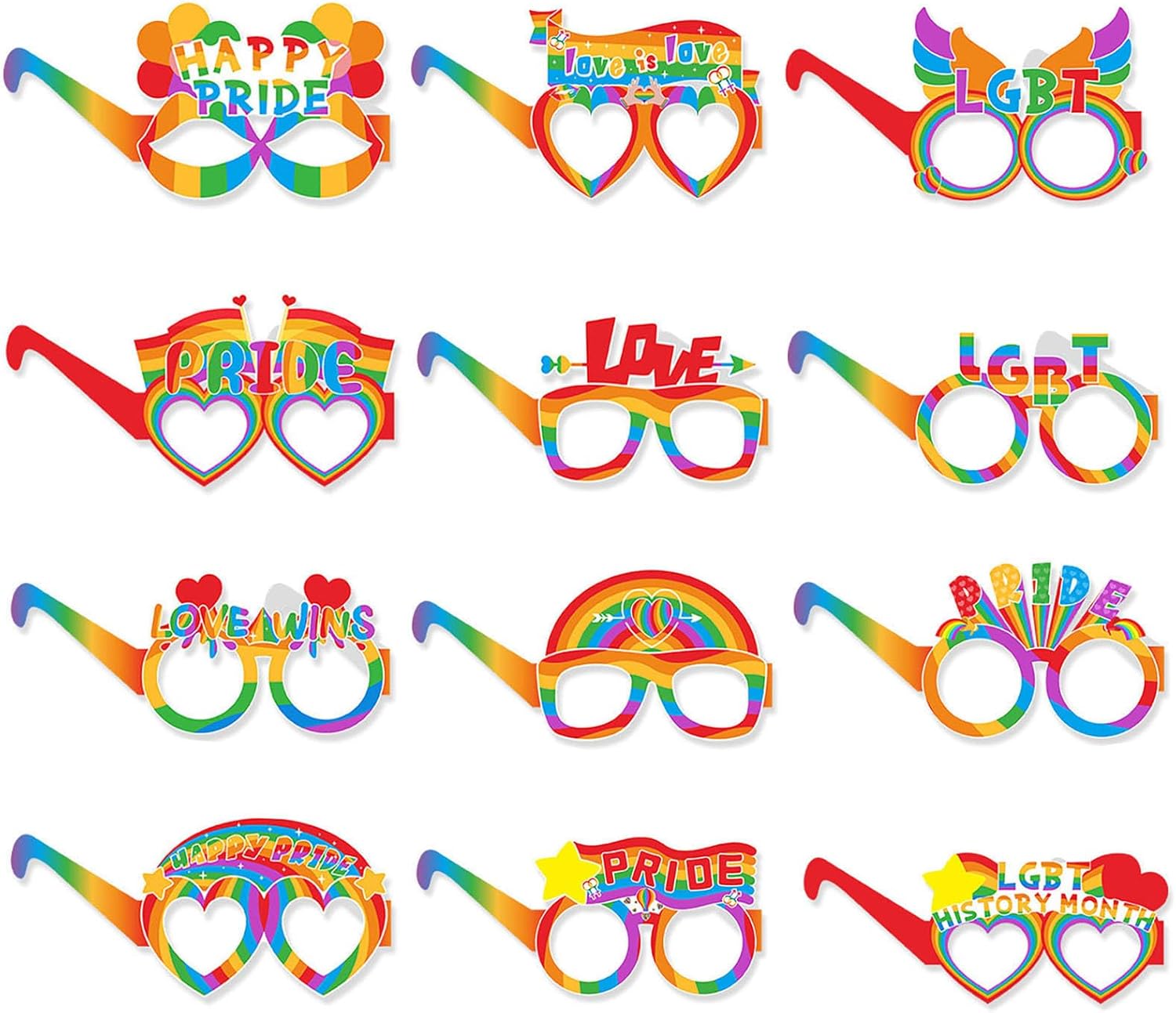 LMSHOWOWO Gay Pride Accessories, 12PCS LGBT Gay Pride Glasses, Pride Photo Booth...