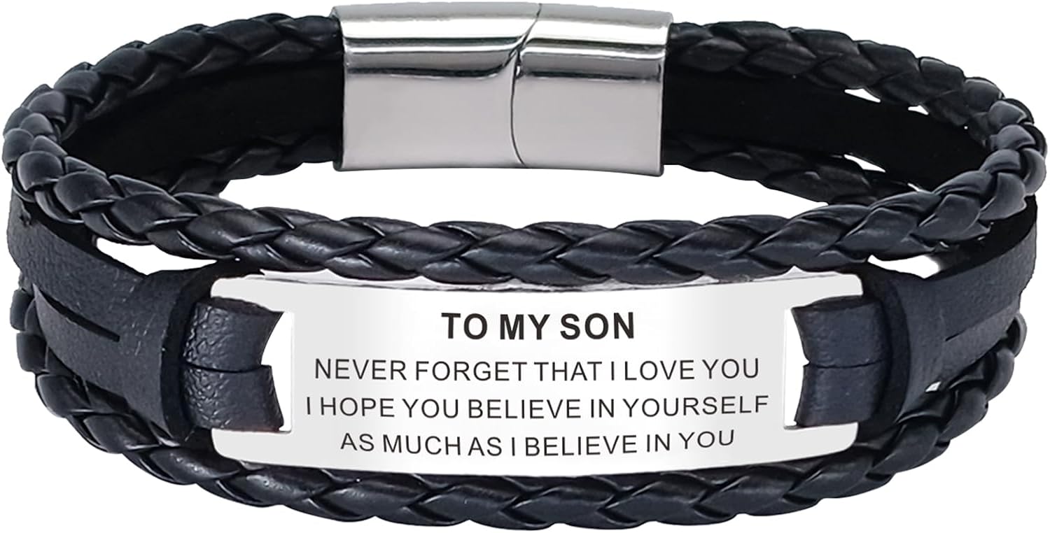 HAYOUWAY Mens Leather Bracelet Gifts for Him Men,...