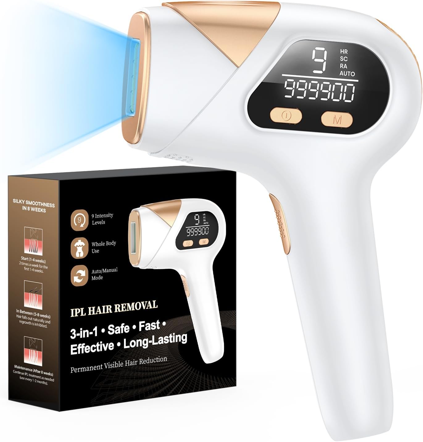 Glattol IPL Laser Hair Removal - 3-in-1 & Effective & Long Lasting, Hair Removal...