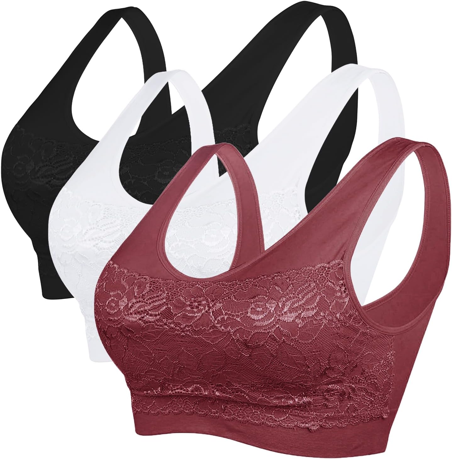 Litthing Women Sports Bra Seamless Comfortable Soft Breathable Ladies Lace Bras...