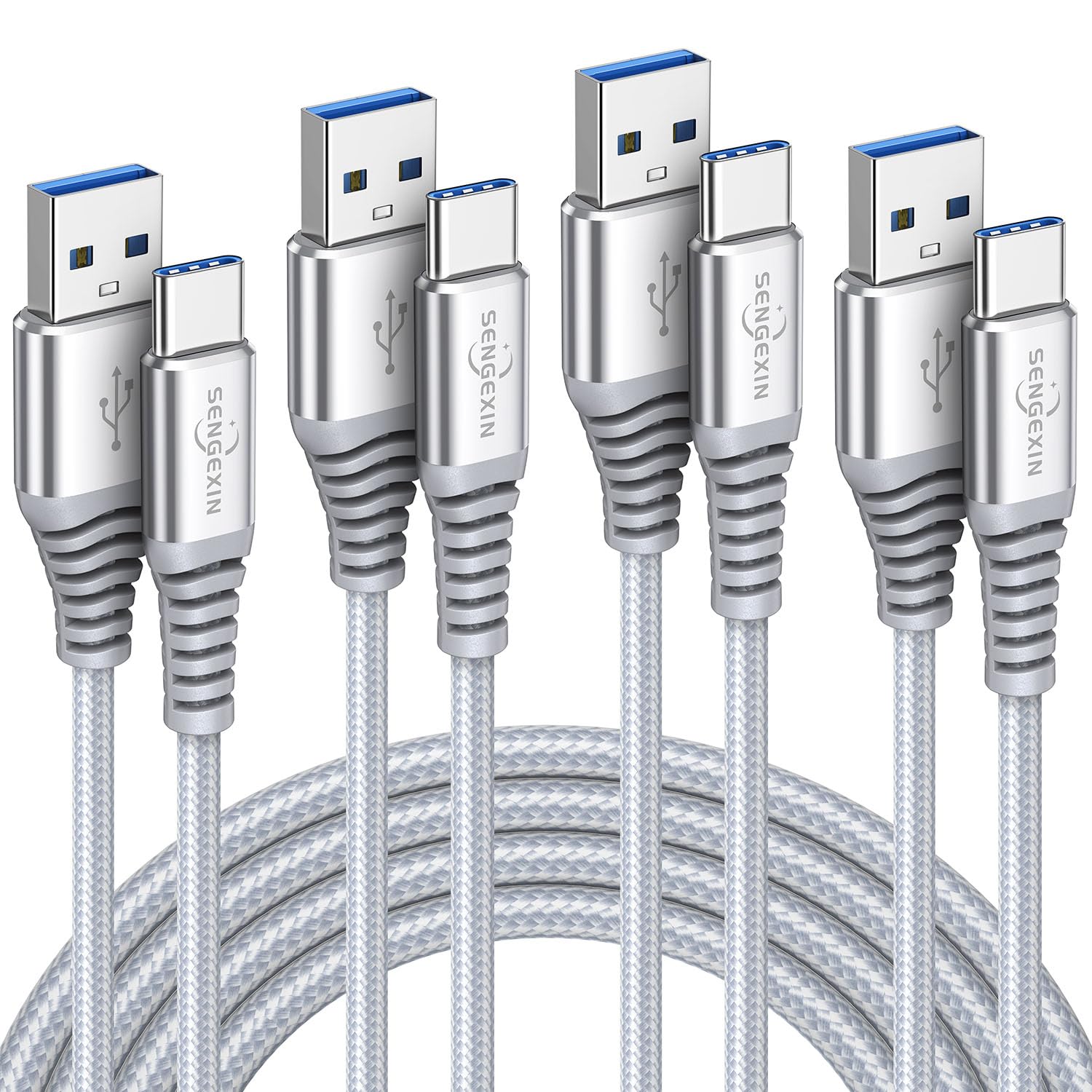 USB Type C Cable Fast Charge(4Pack,1M+2M+2M+3M),3A Charging Lead Charger Cord Fo...