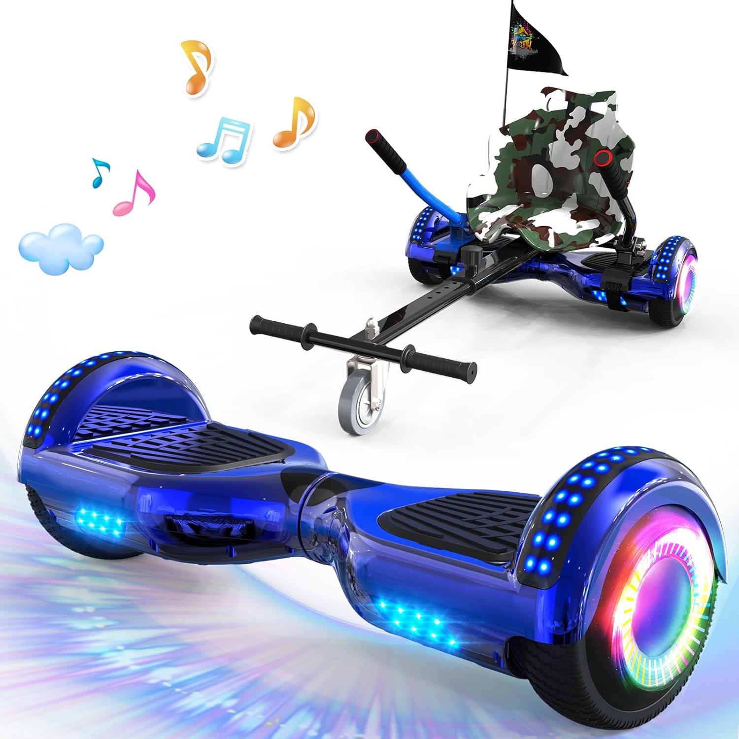 GeekMe Hoverboard and kart bundle for kids,hoverboards with go kart,self balanci...