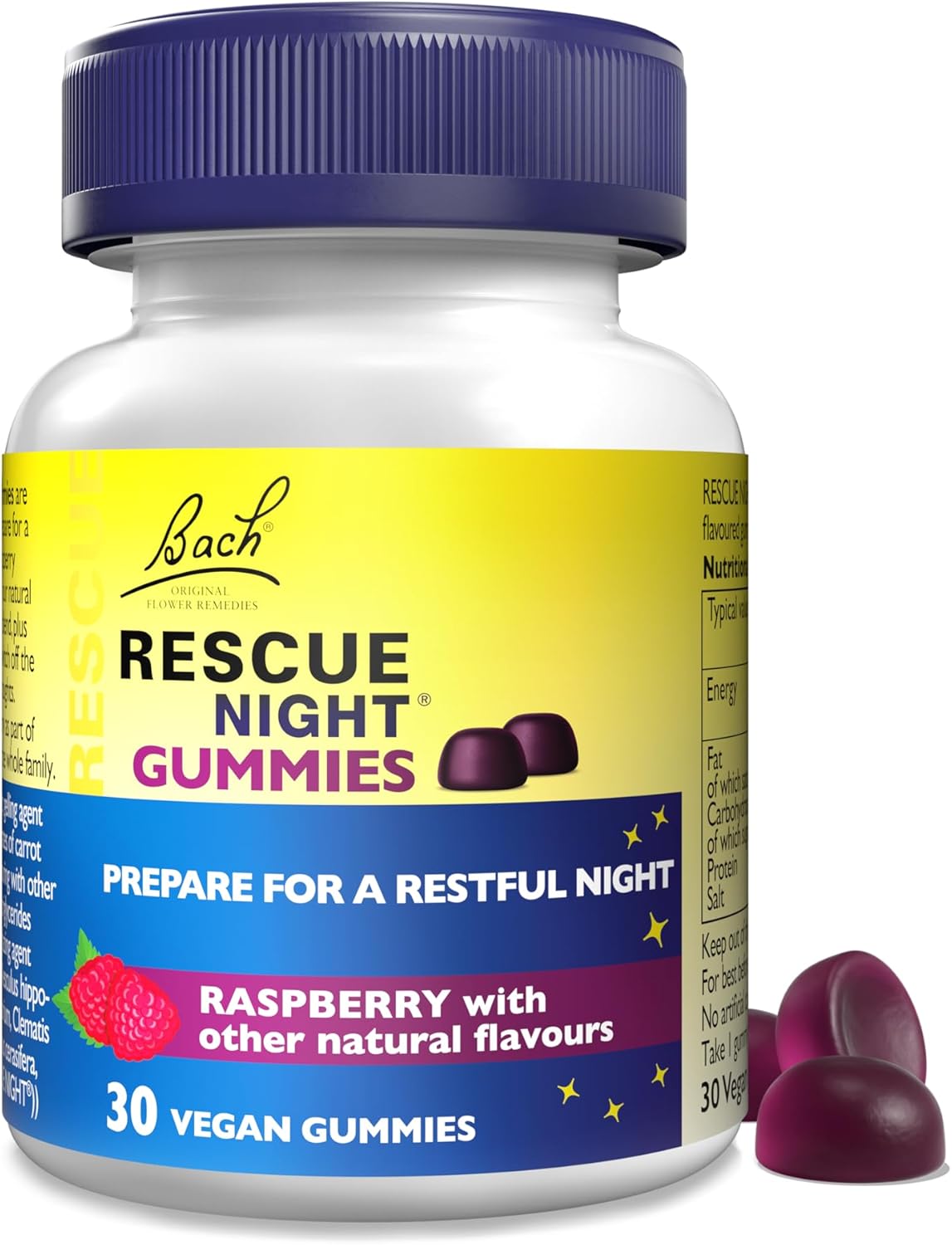 Rescue Night Gummies (30 Pack), Raspberry Flavour Gummies with Flower Essences,...