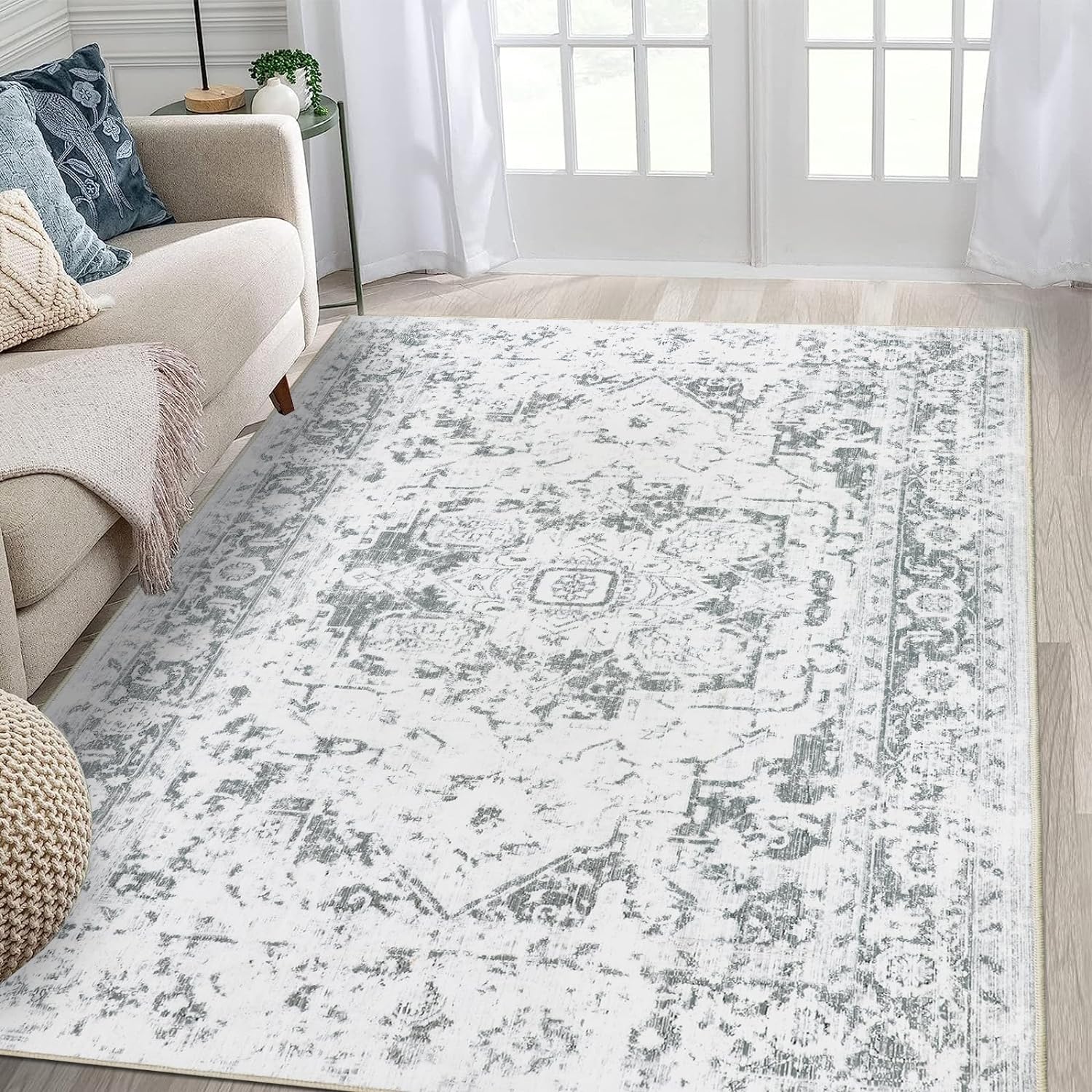 Famibay Area Rugs for Living Room 160x230cm Soft Fluffy Rugs Large Non Slip Grey...