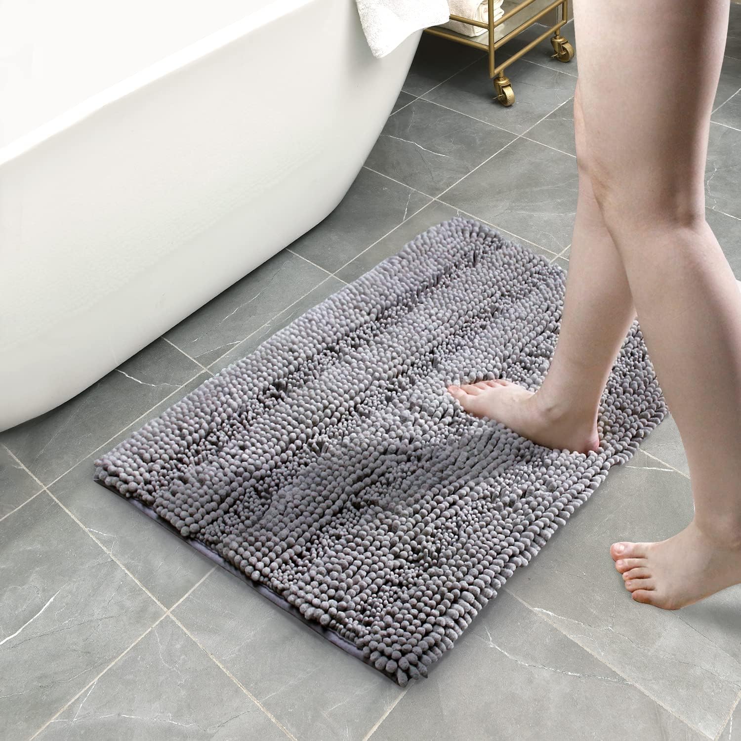 WAITER TREE Bath Rugs, Non-slip Bath mats, Absorbent Bathroom Rug, Tumble Dry Ch...