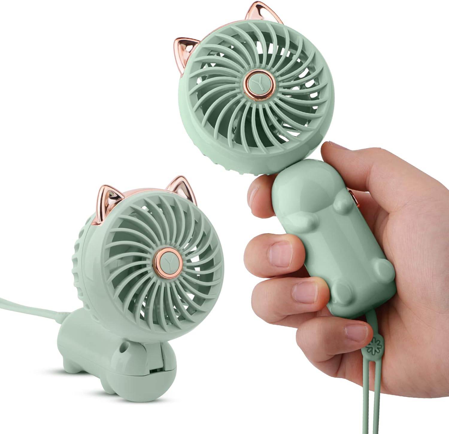 Portable Handheld Fan, Mini USB Fan with Rechargeable Battery and 3 Speeds, Cute...