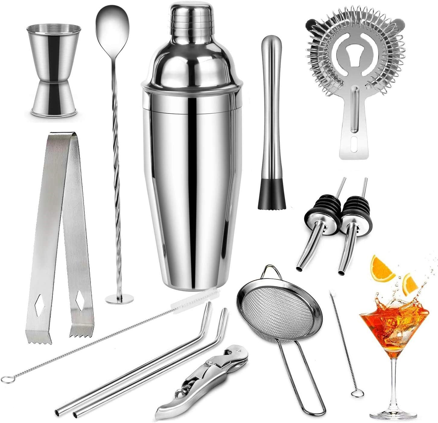 Cocktail Set,Cocktail Making Set 13Pcs, Cocktail Shaker Set,Bartending Kit Stain...