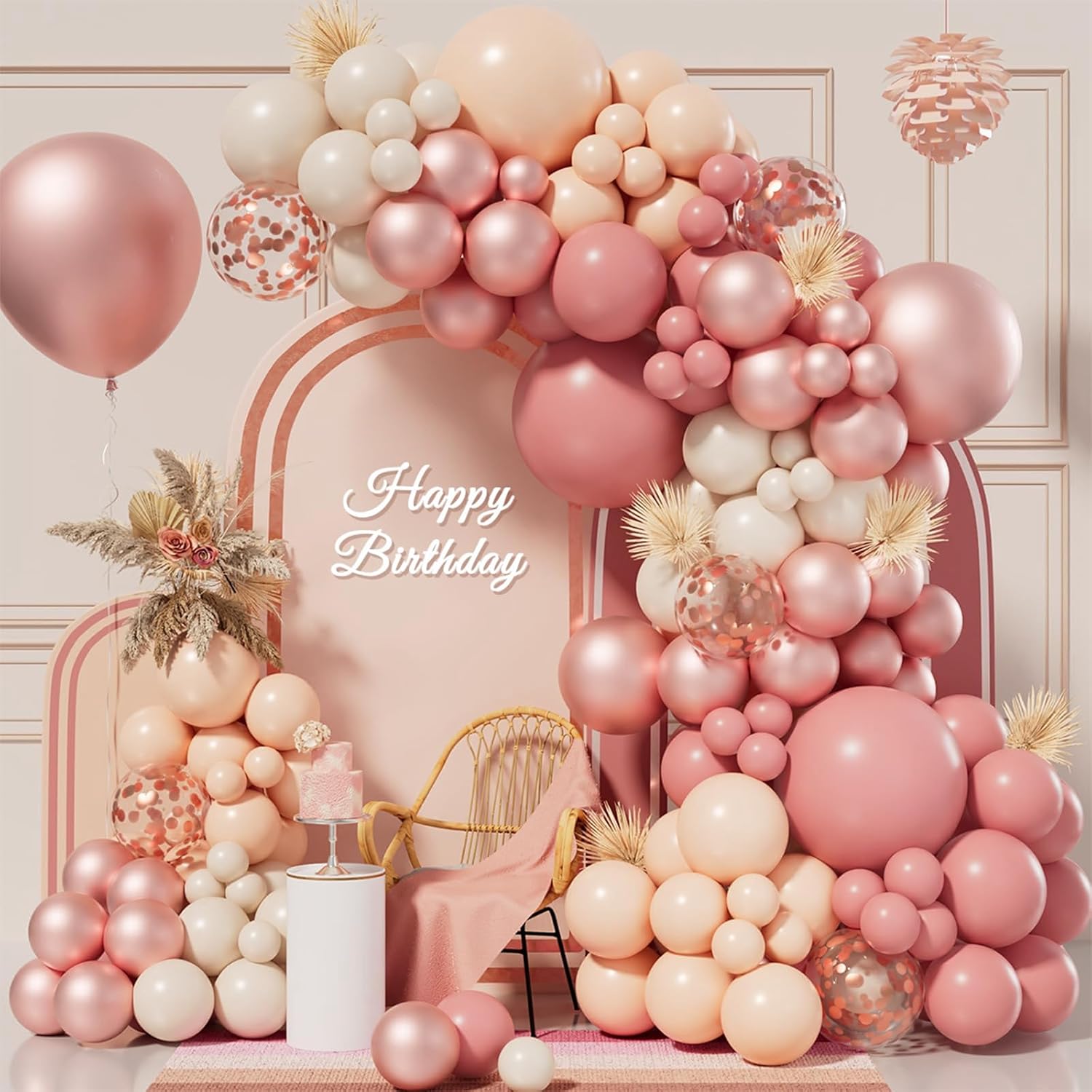Pink Balloon Garland Arch Kit,102Pcs Dusty Pink Balloon Arch Kit With Rose Gold...
