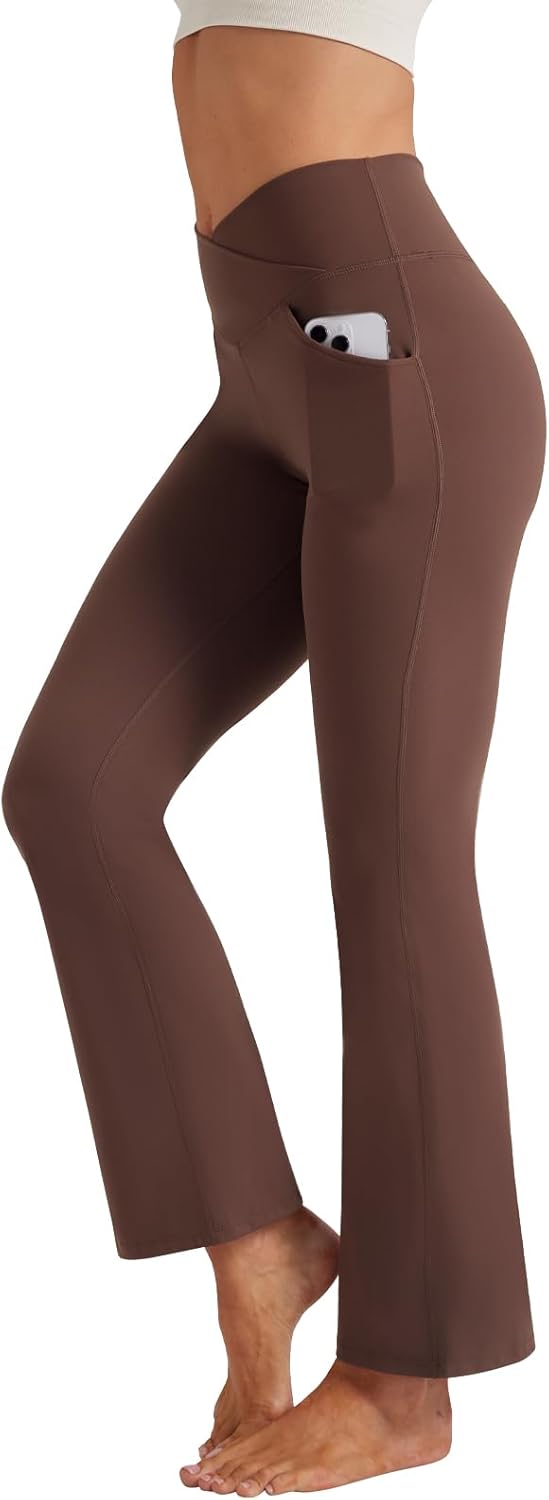 Friptspyg Women's Bootcut Yoga Pants V-Shape High Waist with Pockets Flared Legg...