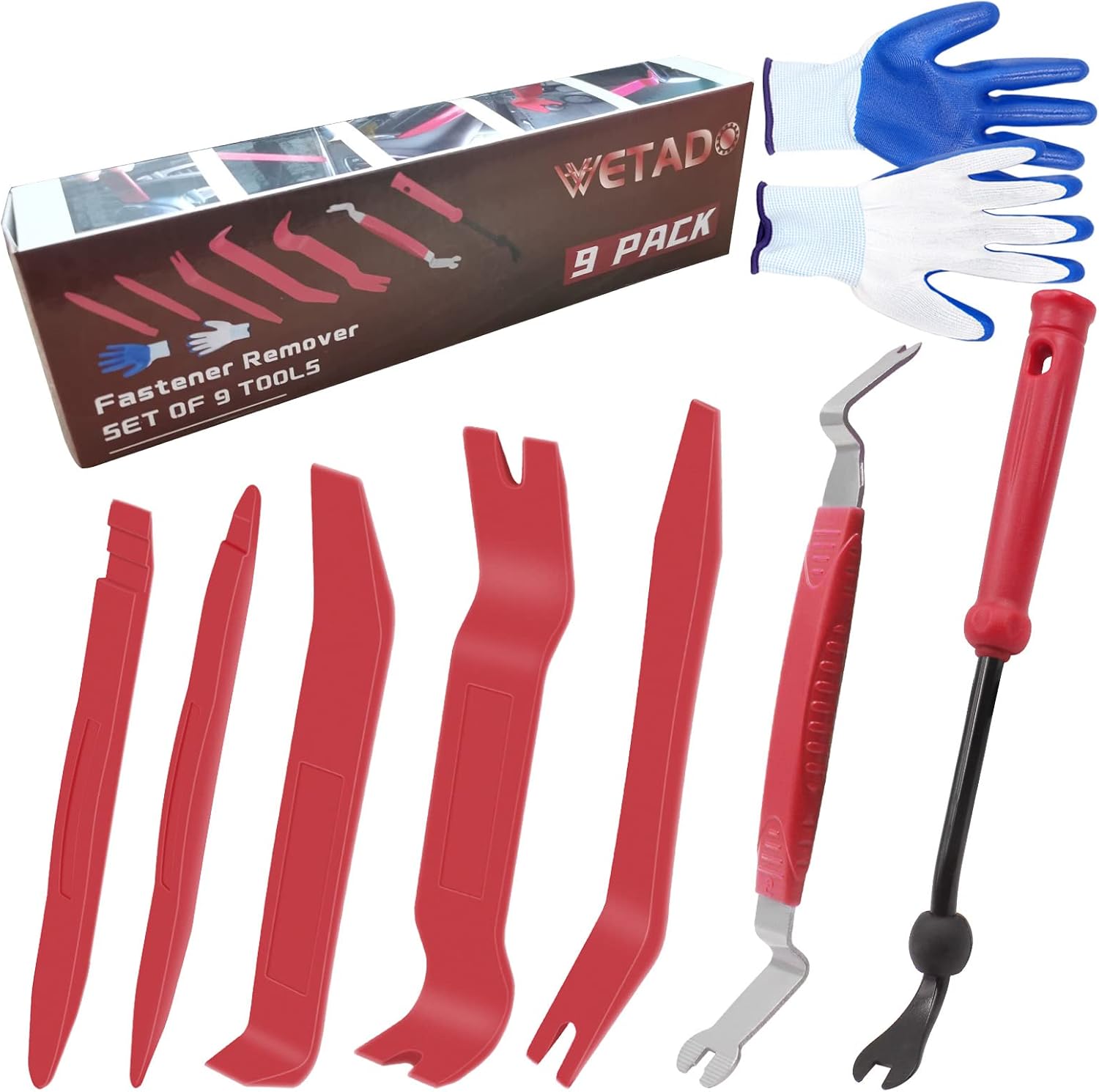 Wetado Auto Trim Removal Tools Kit, 9pcs Car Door Panel Removal Tool, Fastener R...