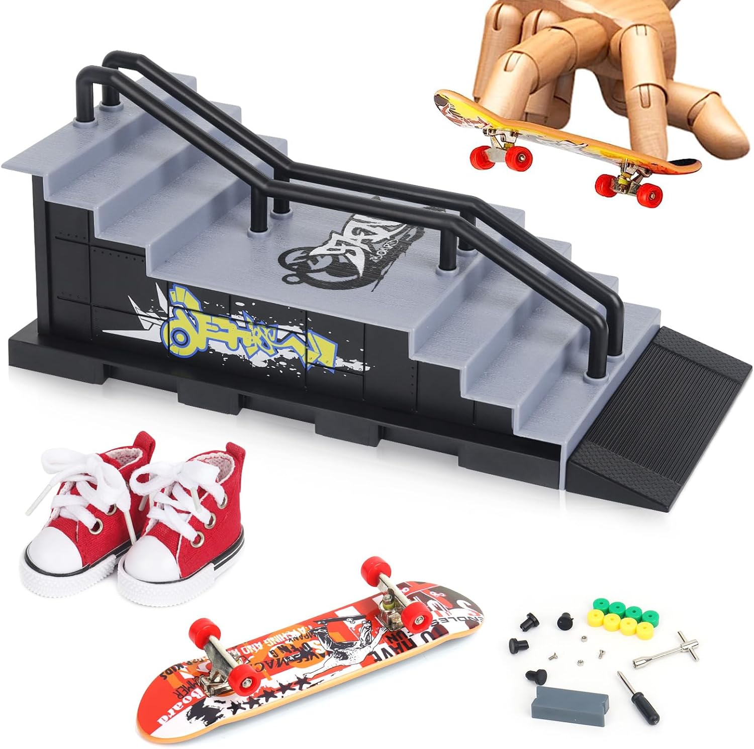 CS COSDDI Mini Finger Skateboards Ramp Accessories Set, Fingerboard Skate Park R...