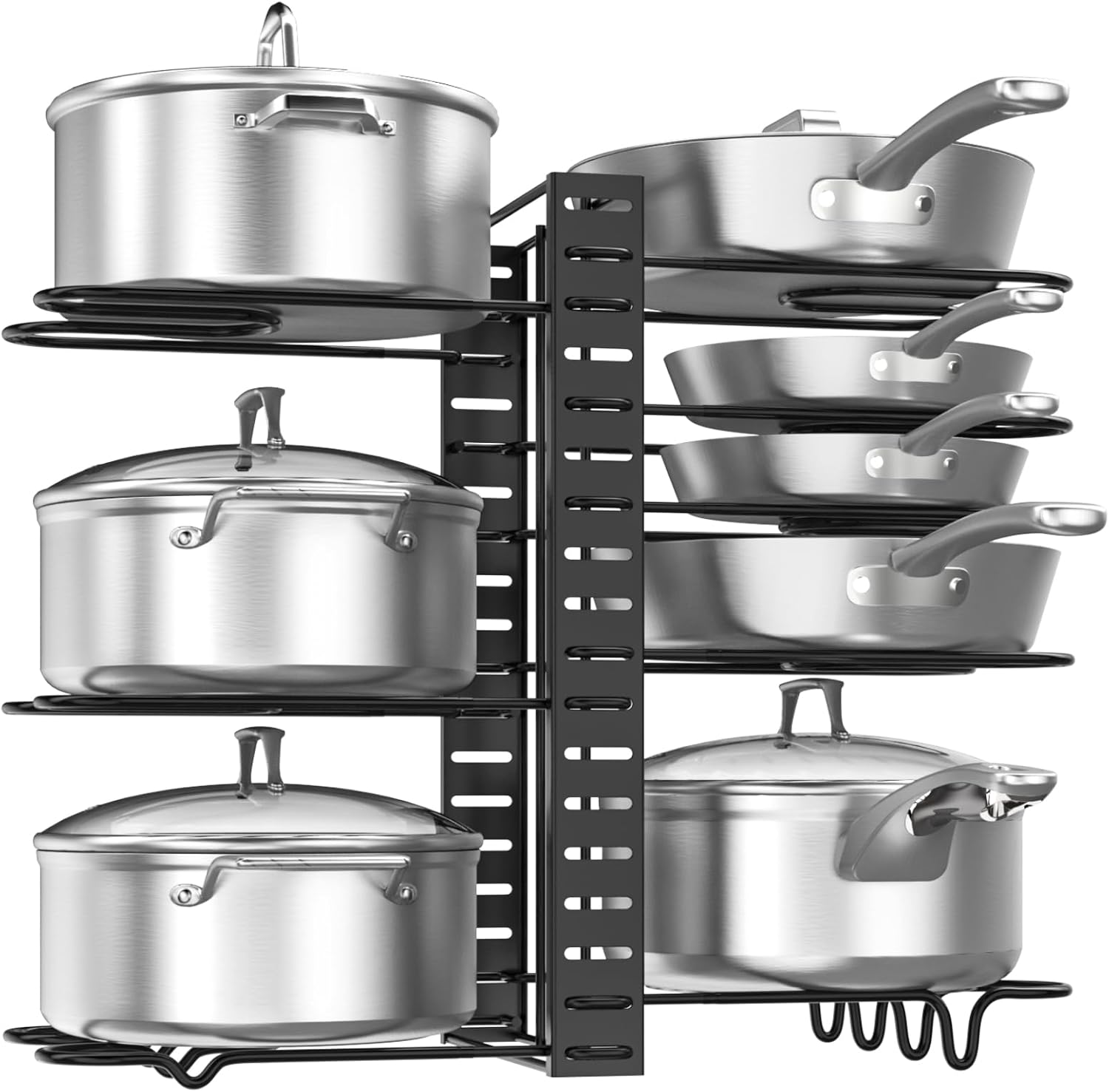 Housolution Pan Organiser for Kitchen Cupboard, Pot and Pan Stand Rack with 8 Ad...
