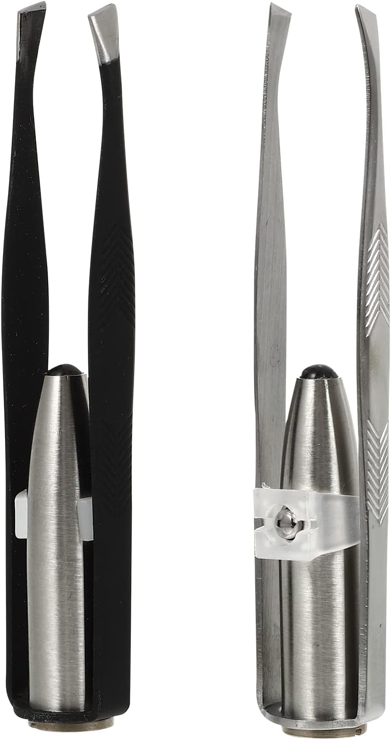 2pcs with Light LED Pliers Tool Stainless Steel Eyebrow Tweezer Facial Hair Remo...