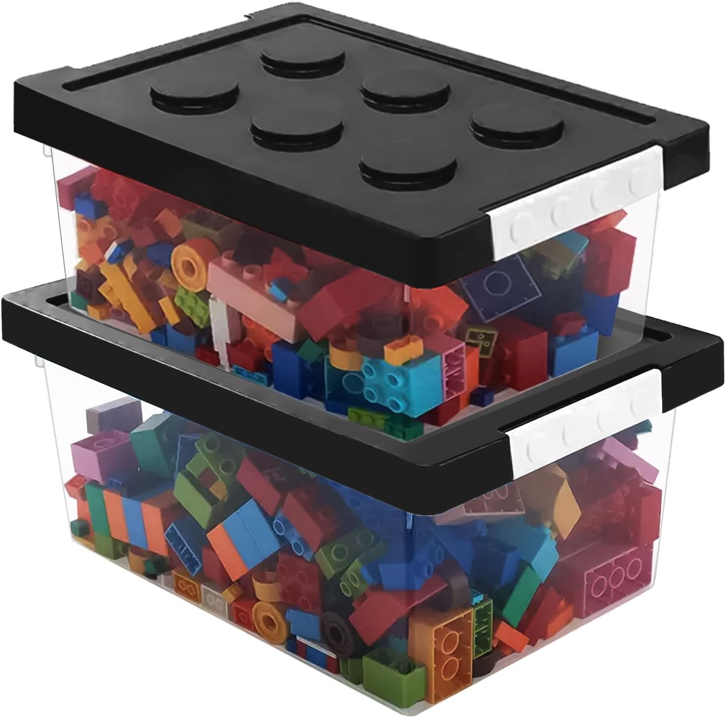Greentainer Toy Storage Organizer Bins with Lid - Stackable Plastic Organizer Bo...