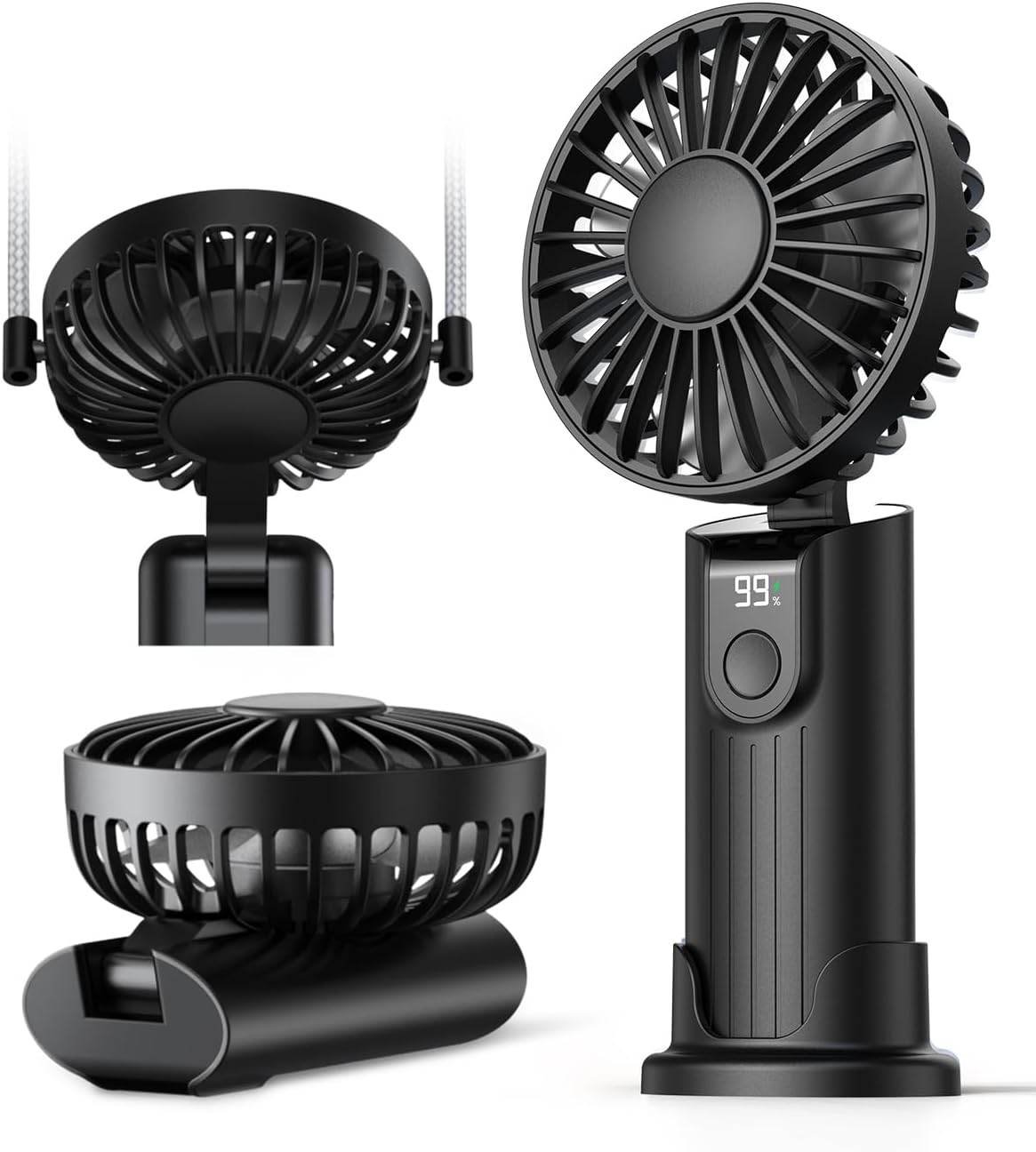 Warmco Portable Handheld Fan, 5000mAh USB Rechargeable Foldable Fan 3 in 1 Perso...