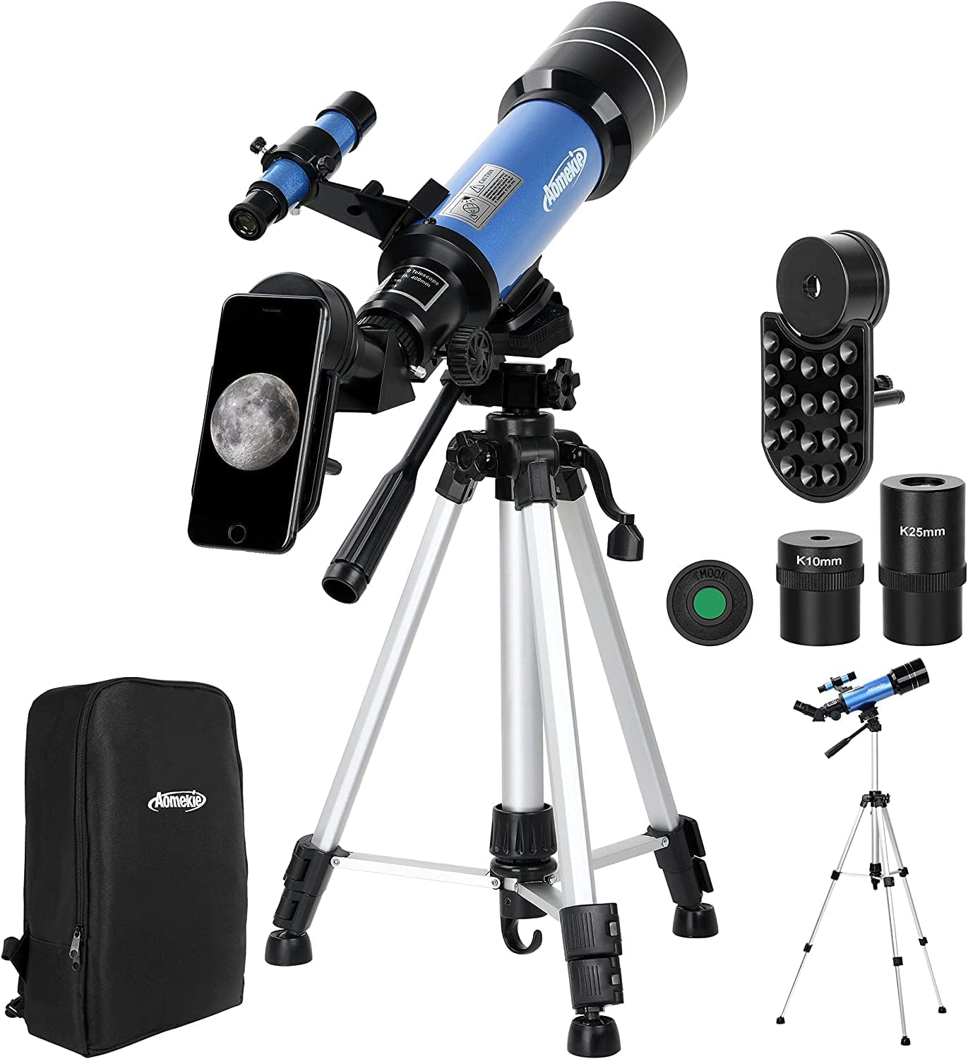 Aomekie Telescope for Astronomy 70mm Telescope Beginners with Adjustable Tripod...