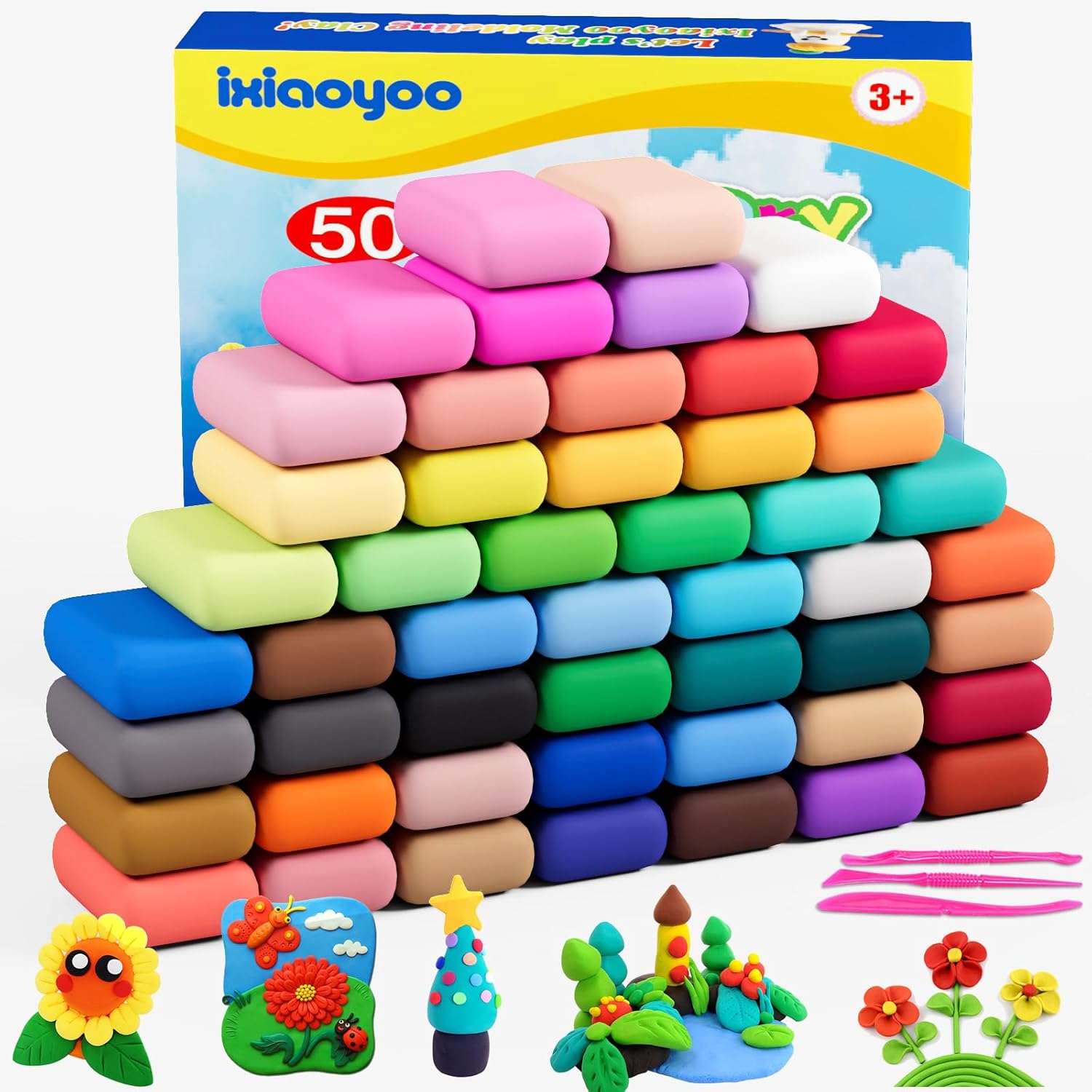 Air Dry Clay, Modelling Clay for Kids, 50 Colors DIY Molding Magic Clay for with...