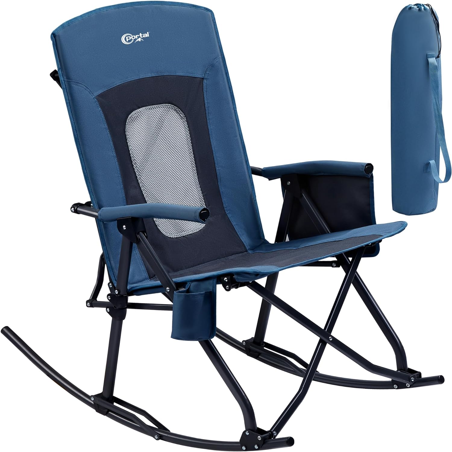 PORTAL Oversized Folding Rocking Camping Chair Portable Outdoor Rocker with High...