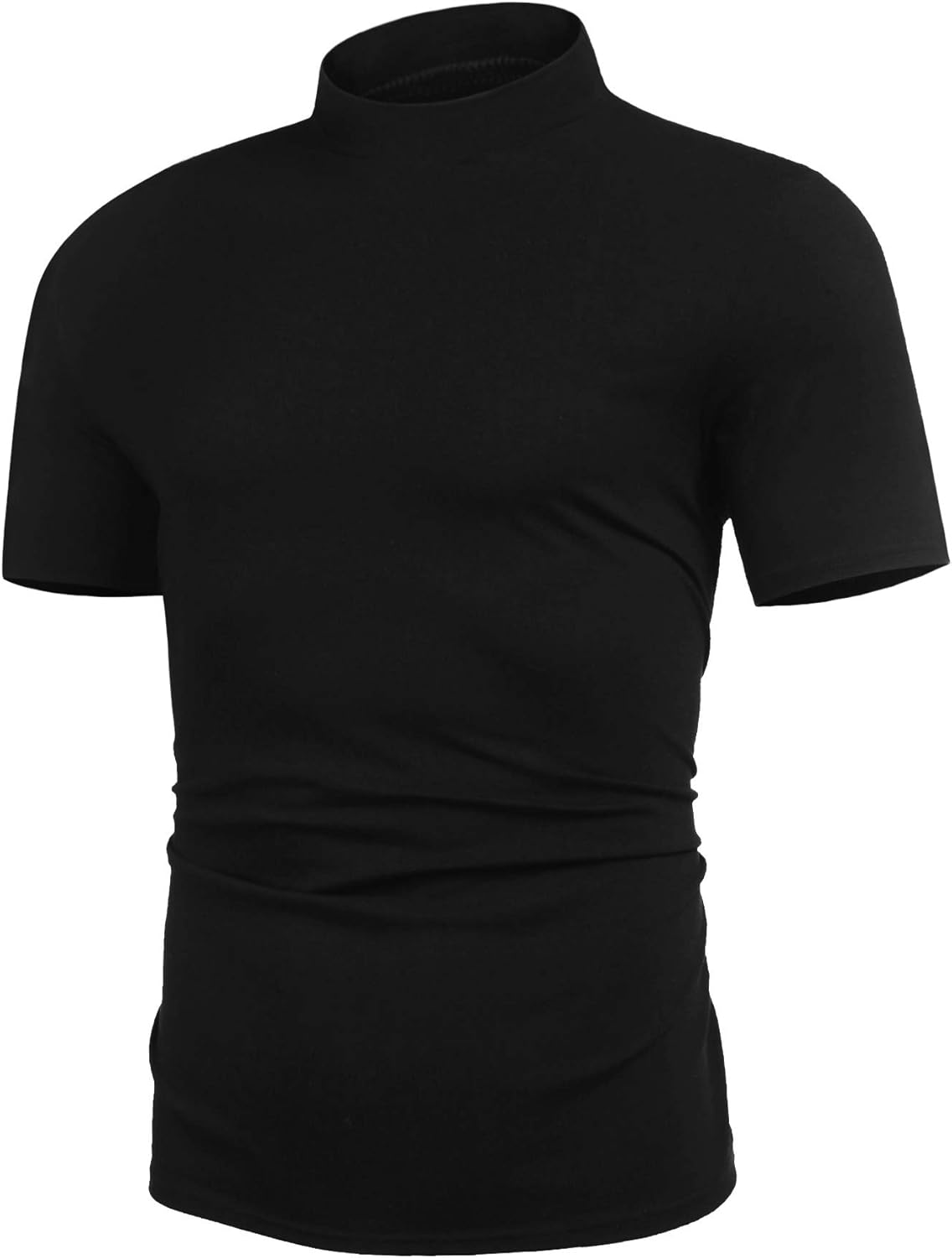Poriff Mens Casual Turtleneck Mock Neck T Shirt Slim Fit Short Sleeve Summer Bas...