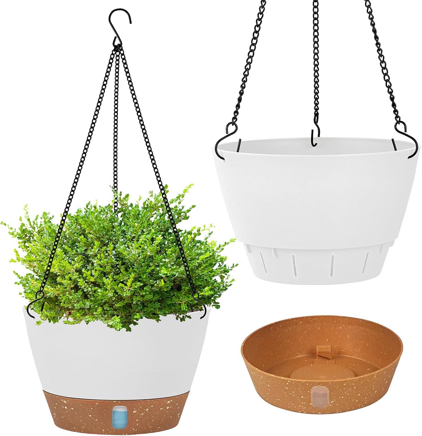 Evoio 2 Pack Hanging Plant Pot, 25CM Self Watering Flower Pots Hanging Baskets f...