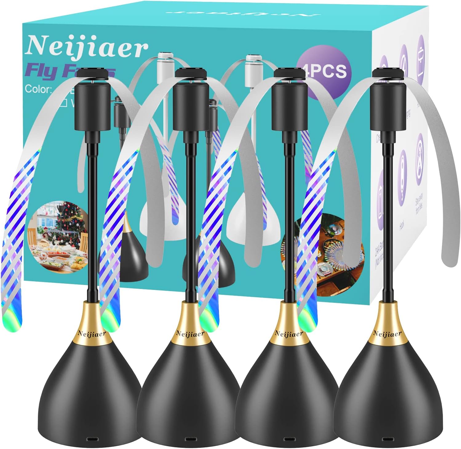 Fly Fans for Tables, Practical Fly Repellent Fan with Soft Blades, USB or Batter...