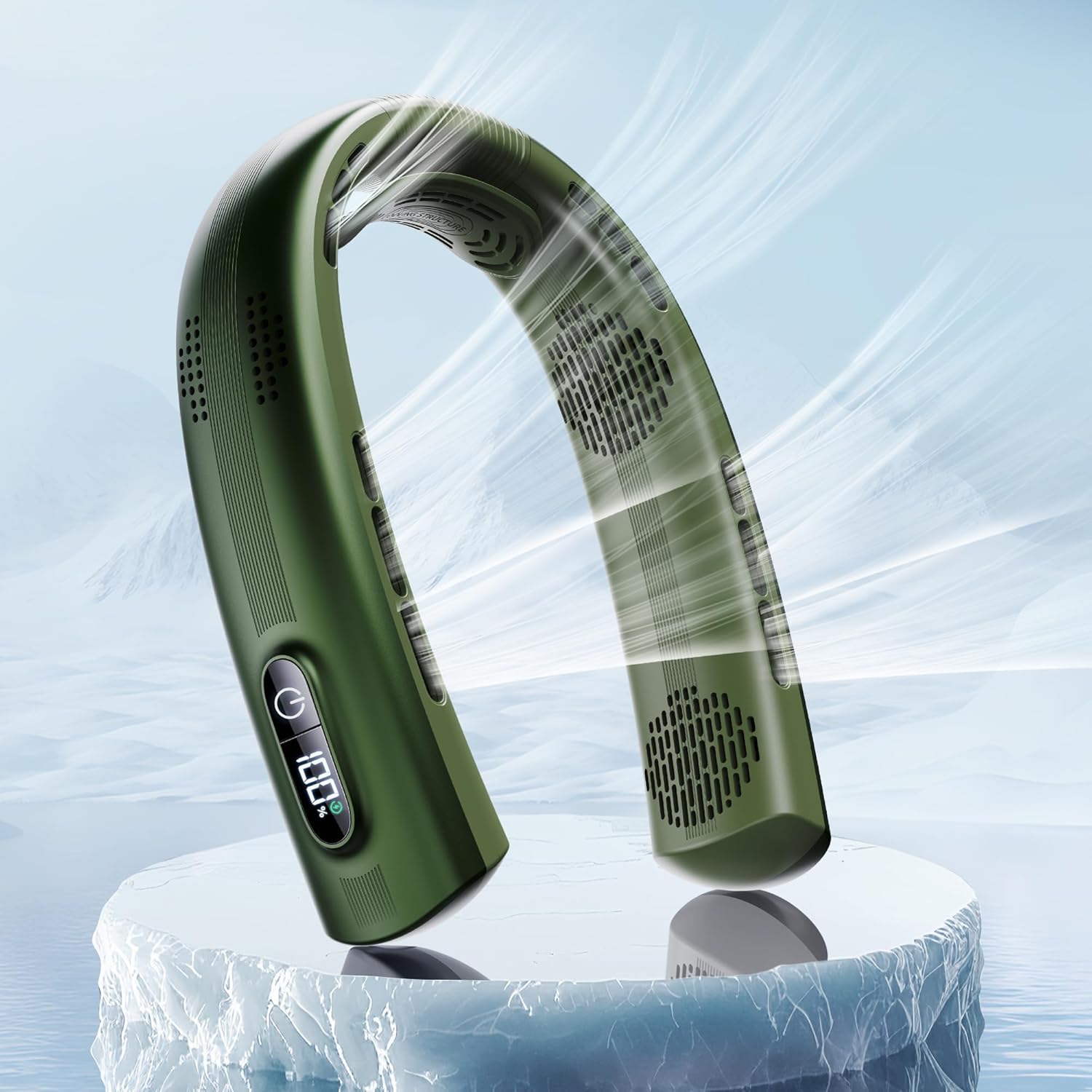 Portable Neck Fan - 4 Turbines Neck Fan Rechargeable 7000mAh, Cooling Neck Fan w...