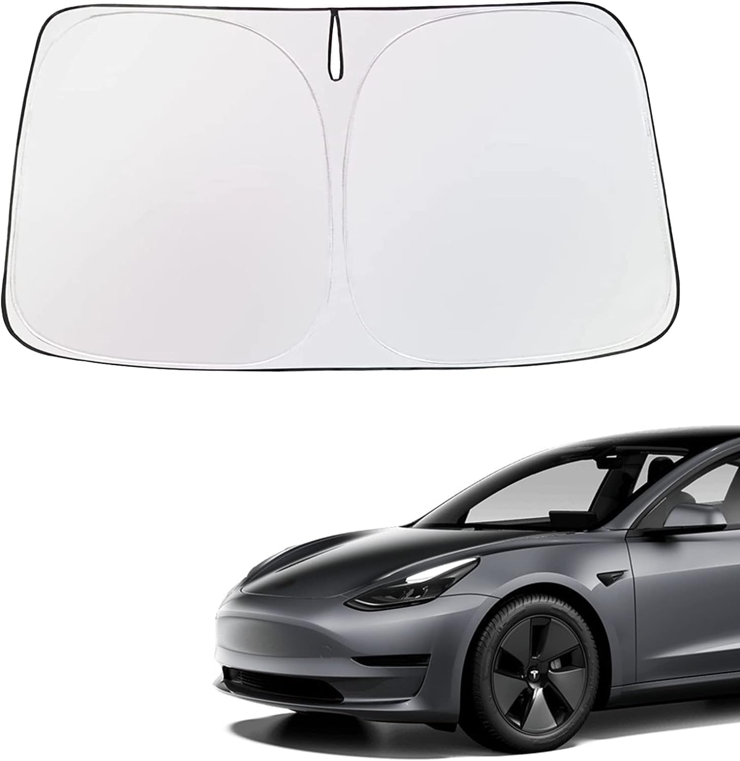Topfit Tesla Model 3 Y Front Windshield Sun Blind Coated with Silver Cloth Insul...