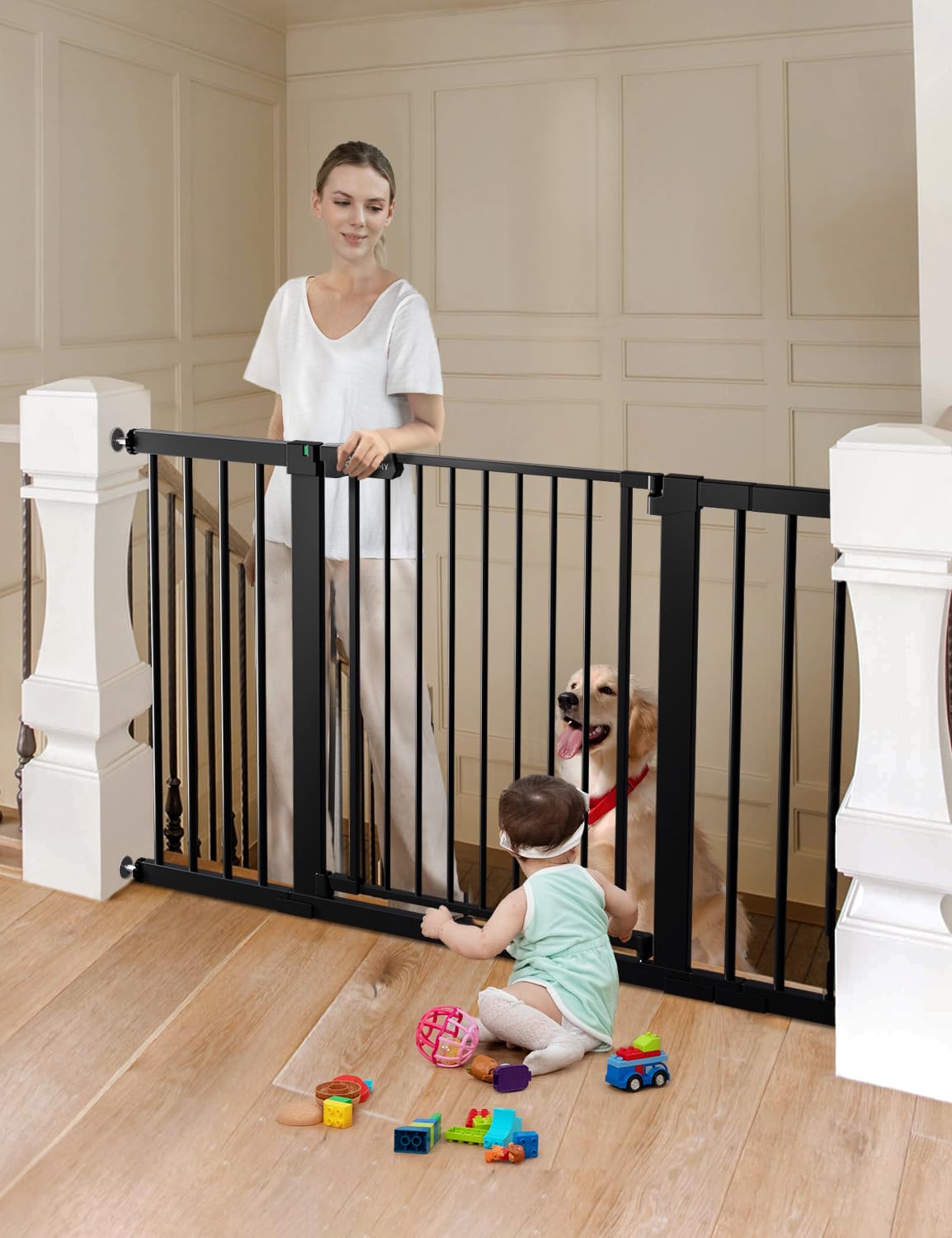 COMOMY 30" Tall Baby Gate for Stairs Doorways, Fit...