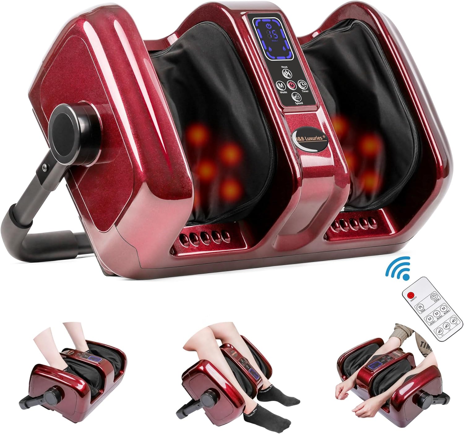 H&B Luxuries Electric Shiatsu Foot Massager Machine with Heating and Remote Cont...