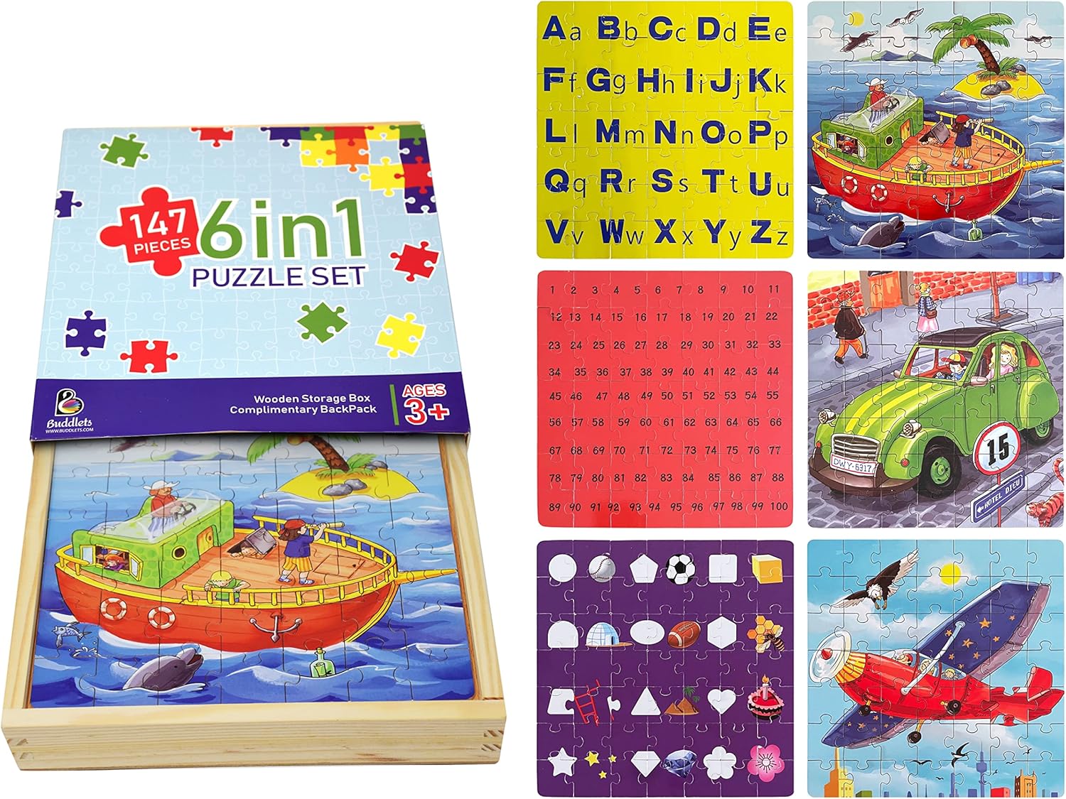 Wooden Jigsaw Puzzles for Kids Ages 3+ - 147 Piece Educational Toddler Learning...