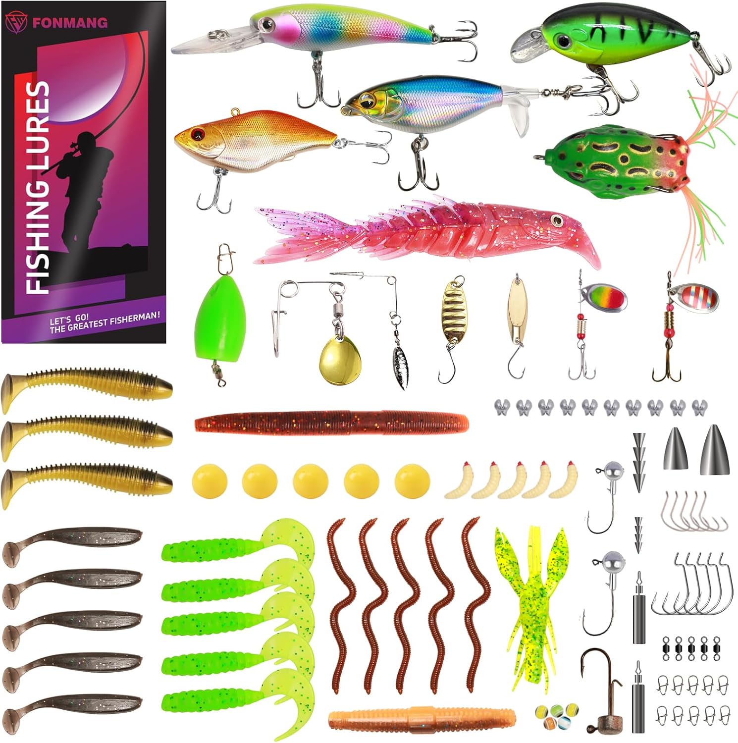 322-Piece Fishing Lures Kit - Buzz Bait/Spinner Baits/Chatterbait/Jig/Frog, Fish...