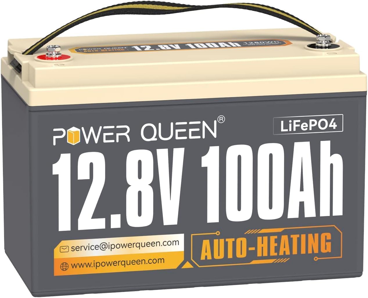 Power Queen Upgraded 12.8V 100Ah Auto-Heating Lithium Battery, Built-in 100A BMS...