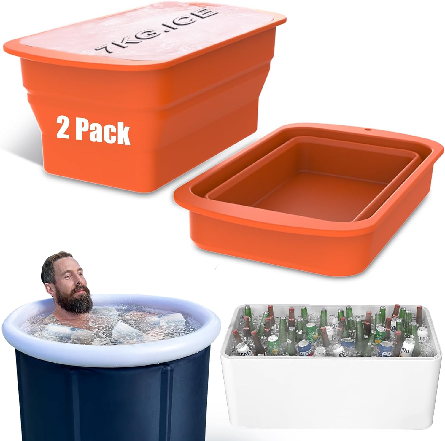 Large Ice Cube Trays, Silicone Ice Cube Mould Fold...