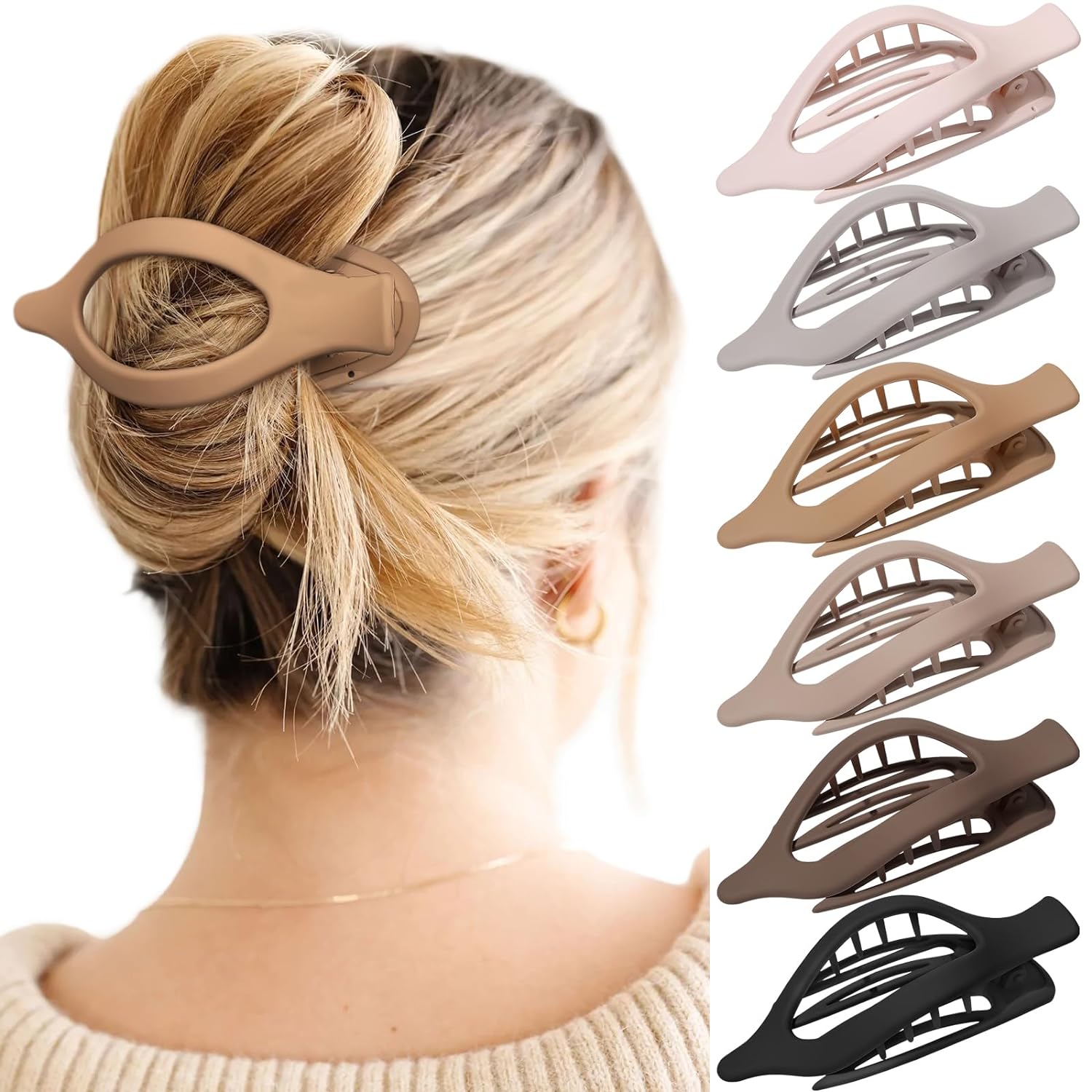 French Concord Hair Clips Claw - 6Pcs Side Slid Flat Hair Clips for Volume Stron...