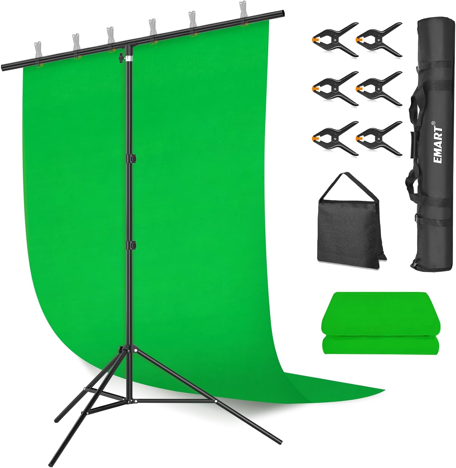 EMART Green Screen Backdrop with Stand, 1.5x2m Greenscreen with2x2m Photography...