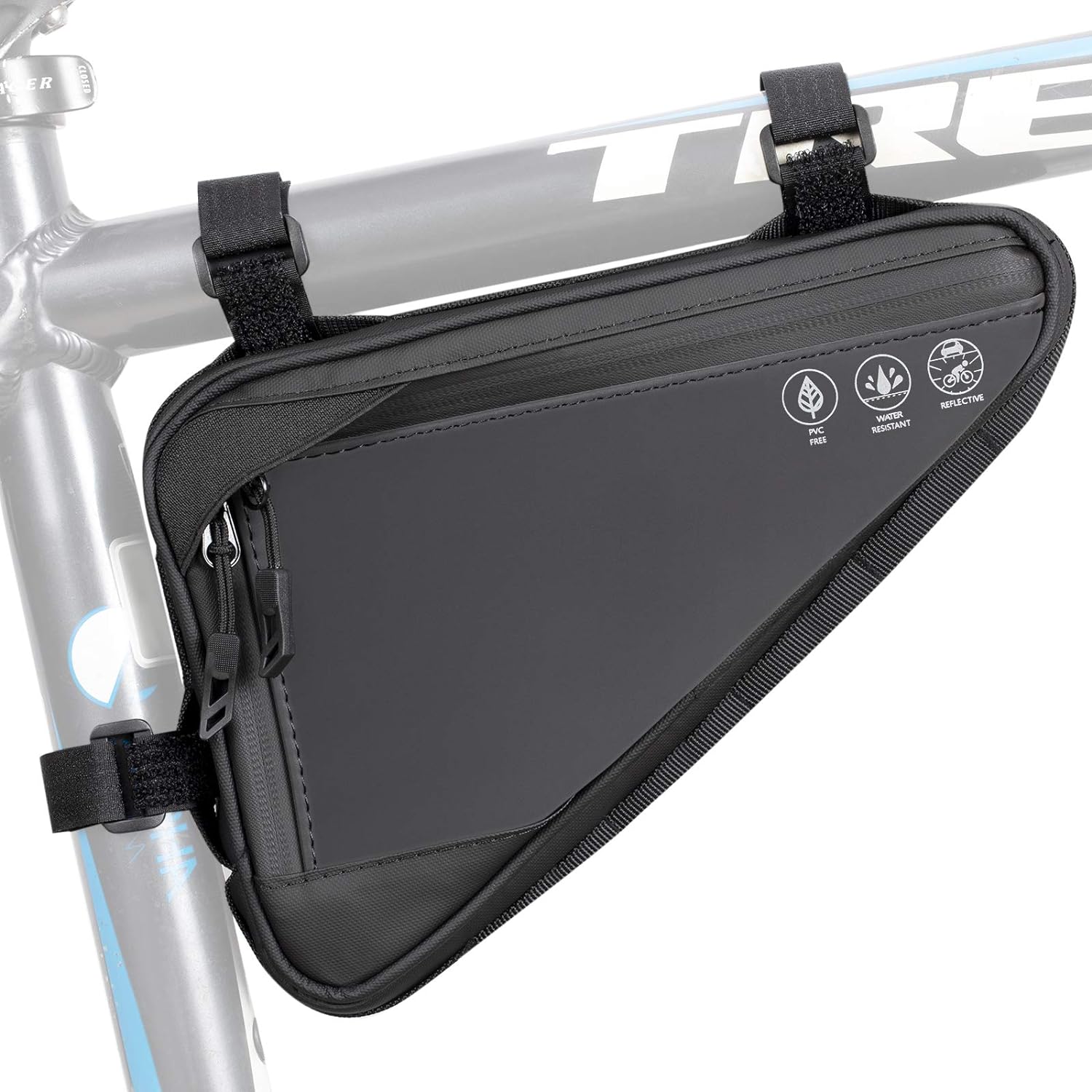 WOTOW Bike Frame Storage Bag, Water Resistant Reflective Bicycle Triangle Bag wi...