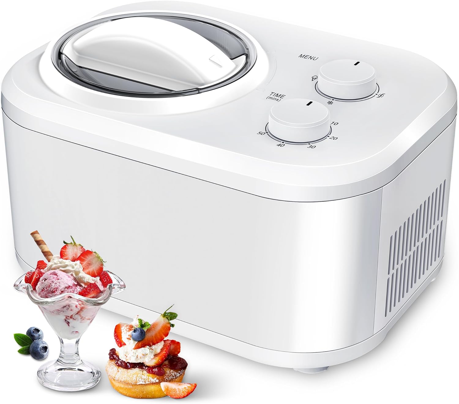 COWSAR 1.1 Quart Ice Cream Maker Machine with Built-in Compressor, Fully Automat...