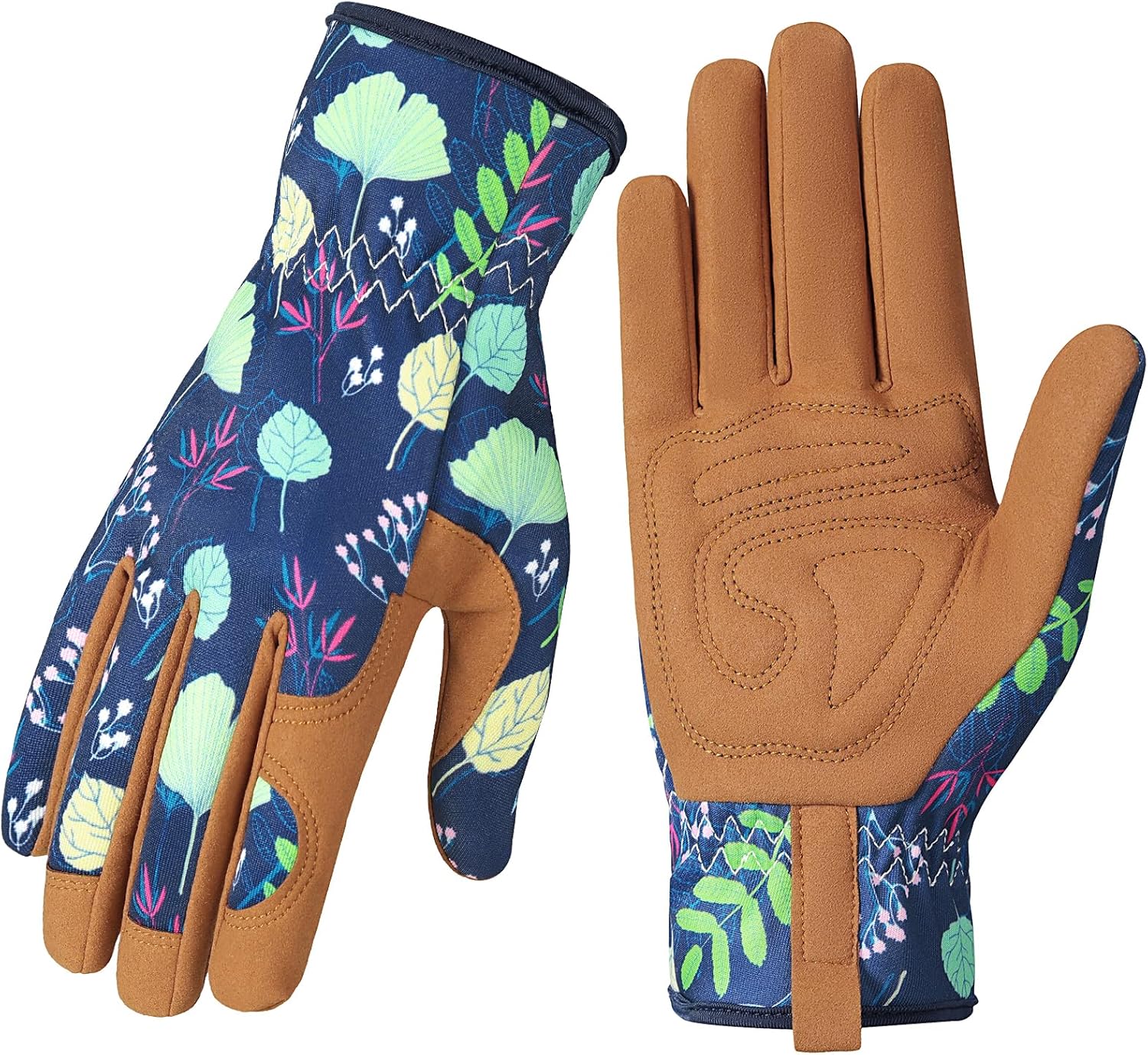 Trifabricy Gardening Gloves for Women, Breathable leather Garden Gloves with Gri...