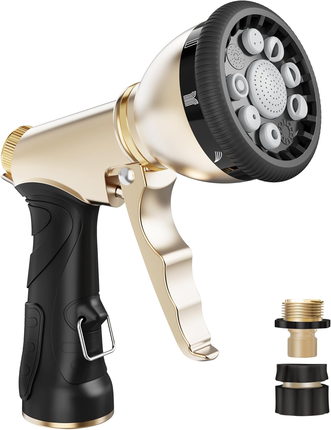 RAINPOINT Garden Hose Nozzle, 100% Zinc Alloy Hose Sprayer Nozzle with 9 Spray P...