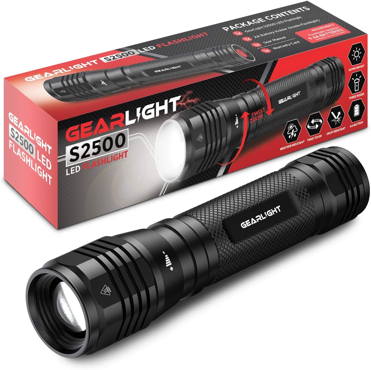 GearLight S2500 LED Flashlight - Extremely Bright, Powerful Tactical Flashlights...