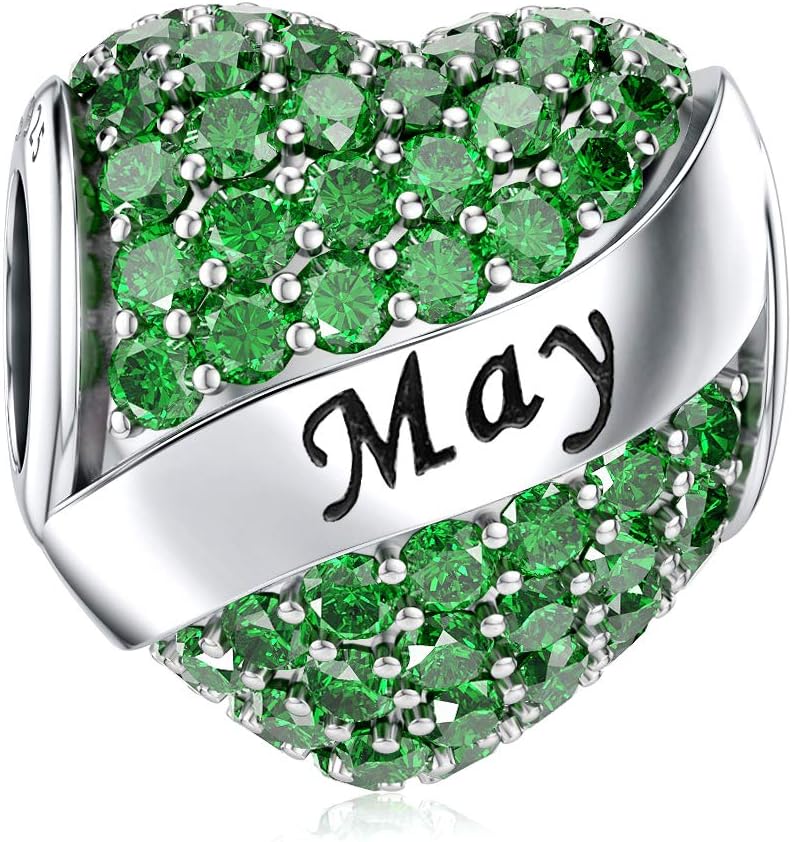 DALARAN Birthstone Charms fit Pandora Charms Bracelet 925 Sterling Silver Heart...